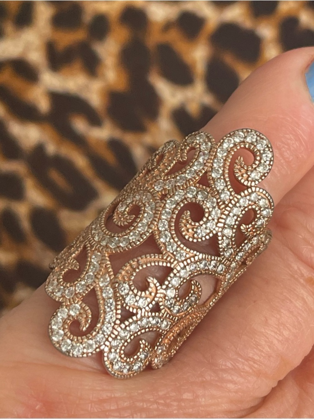 ⚜️Filagree Lace CZ Rose Gold Wash over Sterling Silver SZ 7